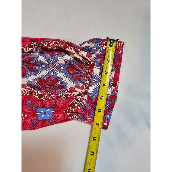 Karen Kane Size 3X Boho Floral Print Blouse Red & Blue Long Sleeve Peasant Style - Picture 13 of 13